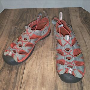 KEEN Womens Grey/ Orange Trail Hiking Sandals Water Shoes Size: 6 Waterproof.